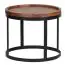 Table d'appoint ronde en 2 parties en bois massif de sheesham, Couleur : Sheesham / Noir - Dimensions : 40 x 48 x 48 cm (H x L x P), avec bord surélevé