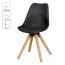 Chaise rembourrée set de 2 dans le style scandinave, Couleur : Noir / chêne, pieds de chaise en hévéa massif