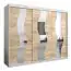 Armoire à portes coulissantes / Penderie Hacho 06 avec miroir, Couleur : Blanc mat / Chêne de Sonoma - Dimensions : 200 x 250 x 62 cm ( H x L x P)