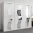Armoire à portes coulissantes / Penderie Hacho 06 avec miroir, Couleur : Blanc mat - Dimensions : 200 x 250 x 62 cm ( H x L x P)