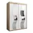 Armoire à portes coulissantes / Penderie Hacho 03 avec miroir, Couleur : Chêne de Sonoma / Blanc mat - Dimensions : 200 x 150 x 62 cm ( H x L x P)