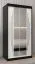 Armoire à portes coulissantes / Penderie avec miroir Tomlis 01A, Couleur : Noir / Blanc mat - Dimensions : 200 x 100 x 62 cm (h x l x p)