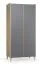 Armoire / 2 portes / Couleur : Graphite / Armoire à portes battantes / 5 compartiments / 2 tringles à vêtements / Dimensions : 94,5 x 60 x 204 cm / Soft-Close / Éclairage LED inclus
