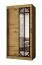 Penderie / Couleur : Chêne artisan / 2 tringles / 5 compartiments / 100 x 62 x 200 cm / Porte miroir décorative / Armoire à portes coulissantes / Détails modernes