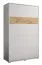 Lit escamotable Namsan 02 vertical, Couleur : Blanc mat / Chêne Artisan - Surface de couchage : 120 x 200 cm (l x L)