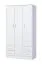 Armoire | Armoire à portes battantes | 3 portes | 120 x 50 x 225 cm | Couleur : blanc | 3 portes | 4 tiroirs | 11 compartiments | 1 tringle à vêtements | Nalut 01