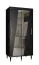 Armoire étroite à portes coulissantes avec miroir Jotunheimen 206, couleur : noir - Dimensions : 208 x 100,5 x 62 cm (H x L x P)