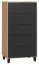Commode Leoncho 05, couleur : chêne / noir - Dimensions : 122 x 63 x 47 cm (h x l x p)