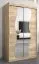 Armoire penderie à portes coulissantes Robinyera 02 avec miroir | Chêne Sonoma | 200 x 120 x 62 cm | Rangement optimisé