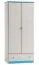90 cm de large Armoire avec 2 portes | Couleur: Blanc / Bleu Abbildung