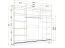 Armoire penderie Cevennen 13, 3 portes coulissantes miroir, 218x250x61 cm, noir/blanc, 12 compartiments, grand rangement