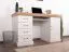 Bureau Badile 17, Couleur : Pin blanc / Marron - 80 x 147 x 55 cm (h x l x p)