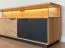 Meuble TV mural Rania 19 | Chêne massif huilé | 52 x 200 x 39 cm | Façade verre & bois | Éclairage LED