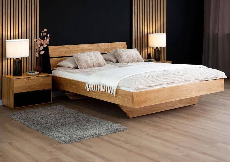 Lit double Cortinadal 03 chêne massif huilé - Couchage : 180 x 200 cm (l x L)