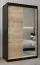 Armoire à portes coulissantes / Penderie avec miroir Tomlis 02B, Couleur : Noir / Chêne de Sonoma - Dimensions : 200 x 120 x 62 cm (H x L x P)