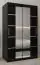 Armoire à portes coulissantes / Penderie Jan 02D avec miroir, Couleur : Noir - Dimensions : 200 x 120 x 62 cm (H x L x P)