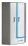Chambre d'adolescents - armoire à portes battantes / armoire Oskar 02, couleur : anthracite / blanc / bleu - 192 x 90 x 90 cm (H x L x P)