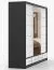 Armoire à portes coulissantes avec miroir | 218 x 250 x 61 cm | Blanc / Noir | Lusatian 33 | 3 portes | 4 tiroirs | 7 niches | Bicolore