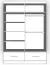 Armoire penderie coulissante avec miroir | Noir / Blanc | Lusatian 11 | 218 x 150 x 61 cm | 2 portes | 2 tiroirs | 6 compartiments