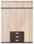 Armoire penderie Sepatan 04 | 4 portes, 3 tiroirs | Wenge & Sonoma chêne | 200 x 180 x 60 cm