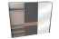 Armoire à portes coulissantes / armoire Vaitele 11, couleur : anthracite brillant / noyer - 224 x 272 x 61 cm (h x l x p)