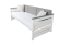 Lit pour enfants / lit de jeunesse Hermann 01 avec sommier à lattes et oreillers gris, couleur : blanc blanchi / gris, massif - 90 x 200 cm (L x l)