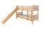 Lits superposés avec toboggan 90 x 200 cm | Hêtre massif naturel | Séparables en deux lits simples | Easy Premium Line K28/n