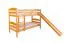 Lit superposé avec toboggan 90 x 190 cm | Bois de hêtre massif naturel | Séparable en 2 lits simples | Easy Premium Line K29/n