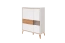 Vitrine Tuanai 03, Couleur : Chêne / Blanc brillant - 121 x 95 x 40 cm (H x L x P)