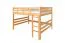 Lit mezzanine 160 x 190 cm "Easy Premium Line" K23/n, hêtre massif laqué naturel, divisible