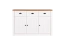 Commode Segnas 02, Couleur : Pin blanc / Chêne brun - 88 x 130 x 43 cm (H x L x P)