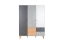 Armoire penderie 4 portes Syrina 05 | Blanc / Gris / Chêne | 202 x 153 x 55 cm | Rangement fonctionnel