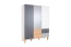 Armoire penderie 4 portes Syrina 05 | Blanc / Gris / Chêne | 202 x 153 x 55 cm | Rangement fonctionnel