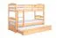 Lits superposés pour adultes "Easy Premium Line" K18/h avec couchage supplémentaire et 2 caches, Tête de lit ajourée, Hêtre massif naturel - Couchage : 90 x 200 cm, Convertibles