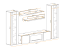 Meuble-paroi Salon avec cheminée Hompland 114, couleur : blanc / noir - dimensions : 170 x 260 x 40 cm (h x l x p), avec fonction push-to-open
