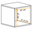 Vitrine suspendue carrée avec fonction push-to-open Möllen 14, Couleur : Noir - Dimensions : 30 x 30 x 25 cm (h x l x p), avec éclairage LED