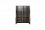 Vitrine Bassatine 02, Couleur : Chêne rustique / Gris / Noir - 150 x 109 x 40 cm (H x L x P)