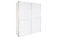 Armoire à portes coulissantes / Penderie Siumu 05, Couleur : Blanc / Blanc brillant - 224 x 182 x 61 cm (h x l x p)