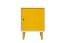 Chambre d'adolescents - Table de nuit Syrina 14, couleur : blanc / jaune - Dimensions : 72 x 54 x 45 cm (H x L x P)