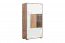 Vitrine Manase 05, couleur : brun chêne / blanc brillant - 150 x 77 x 41 cm (h x l x p)
