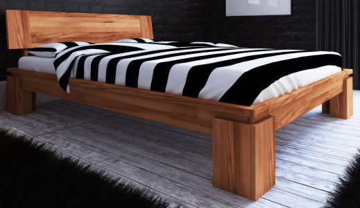 Lit double Tasman 01 en hêtre massif huilé - Surface de couchage : 160 x 200 cm (l x L)